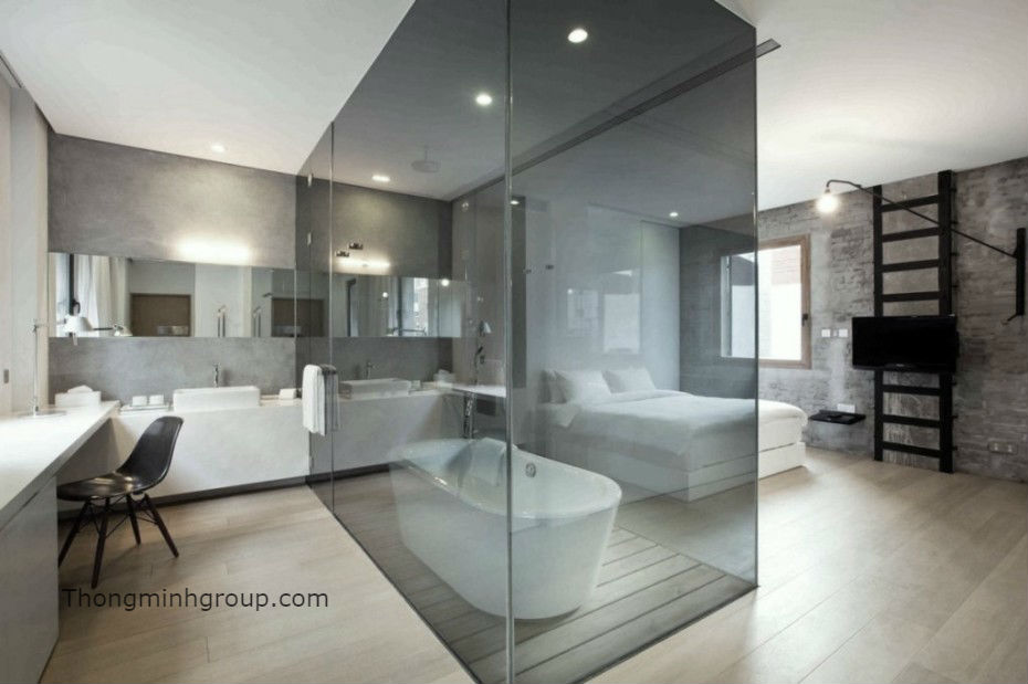 Phòng tắm kính cường lực vuông