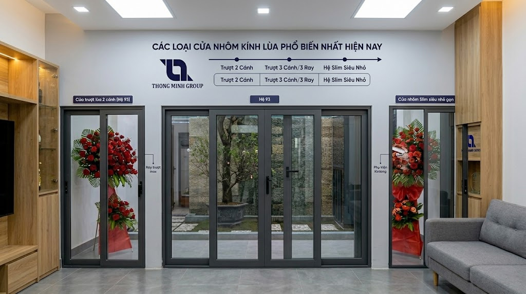 Các loại cửa nhôm kính lùa phổ biến nhất hiện nay
