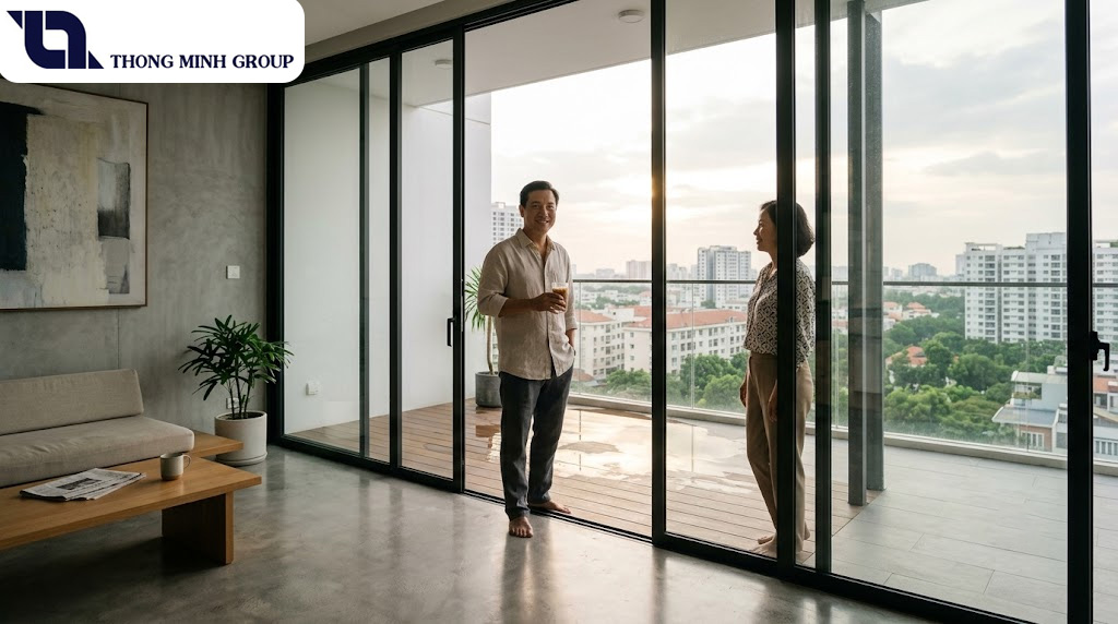 Cửa nhôm hệ Slim cao cấp: Xu hướng kiến trúc tối giản và đẳng cấp không gian mở