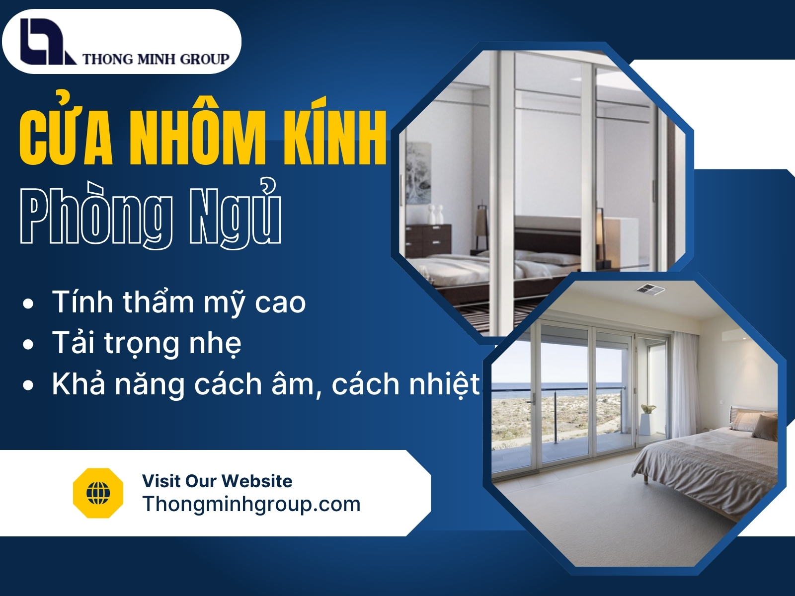 Cửa nhôm kính phòng ngủ