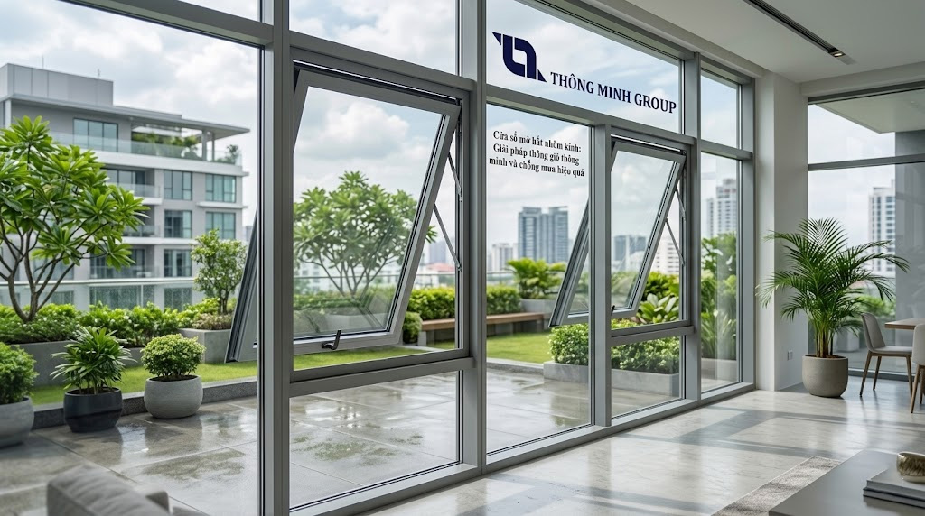 Cửa sổ mở hất nhôm kính: Giải pháp thông gió thông minh và chống mưa hiệu quả