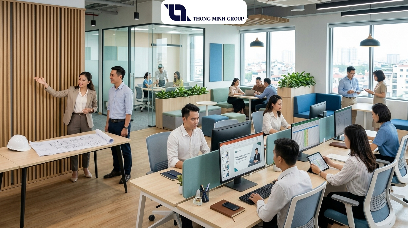 Dịch vụ thi công nội thất văn phòng trọn gói: Nâng tầm thương hiệu, tối ưu không gian làm việc hiện đại