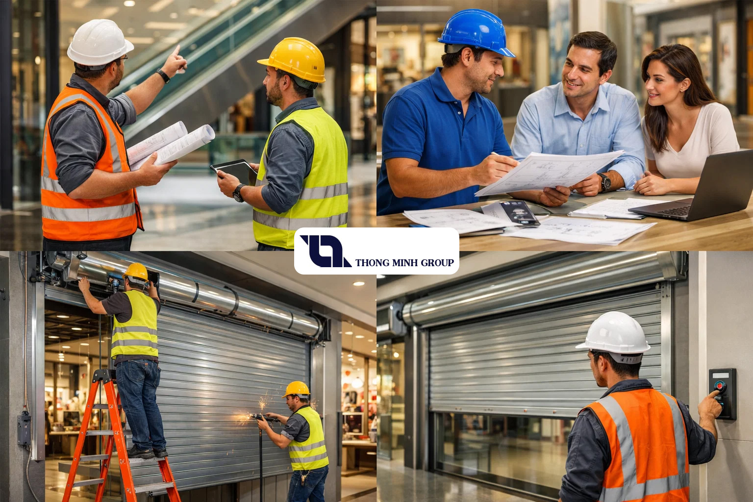 Quy trình lắp đặt cửa cuốn trung tâm thương mại