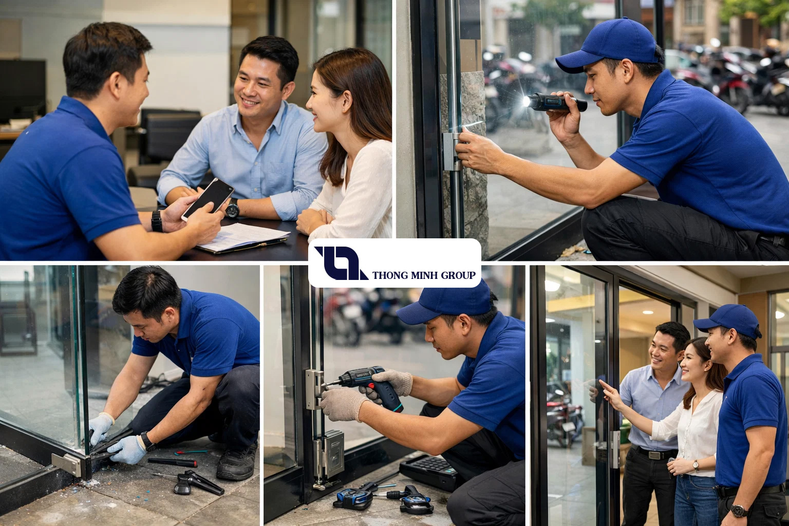 Quy trình sửa cửa kính cường lực tại TP.HCM