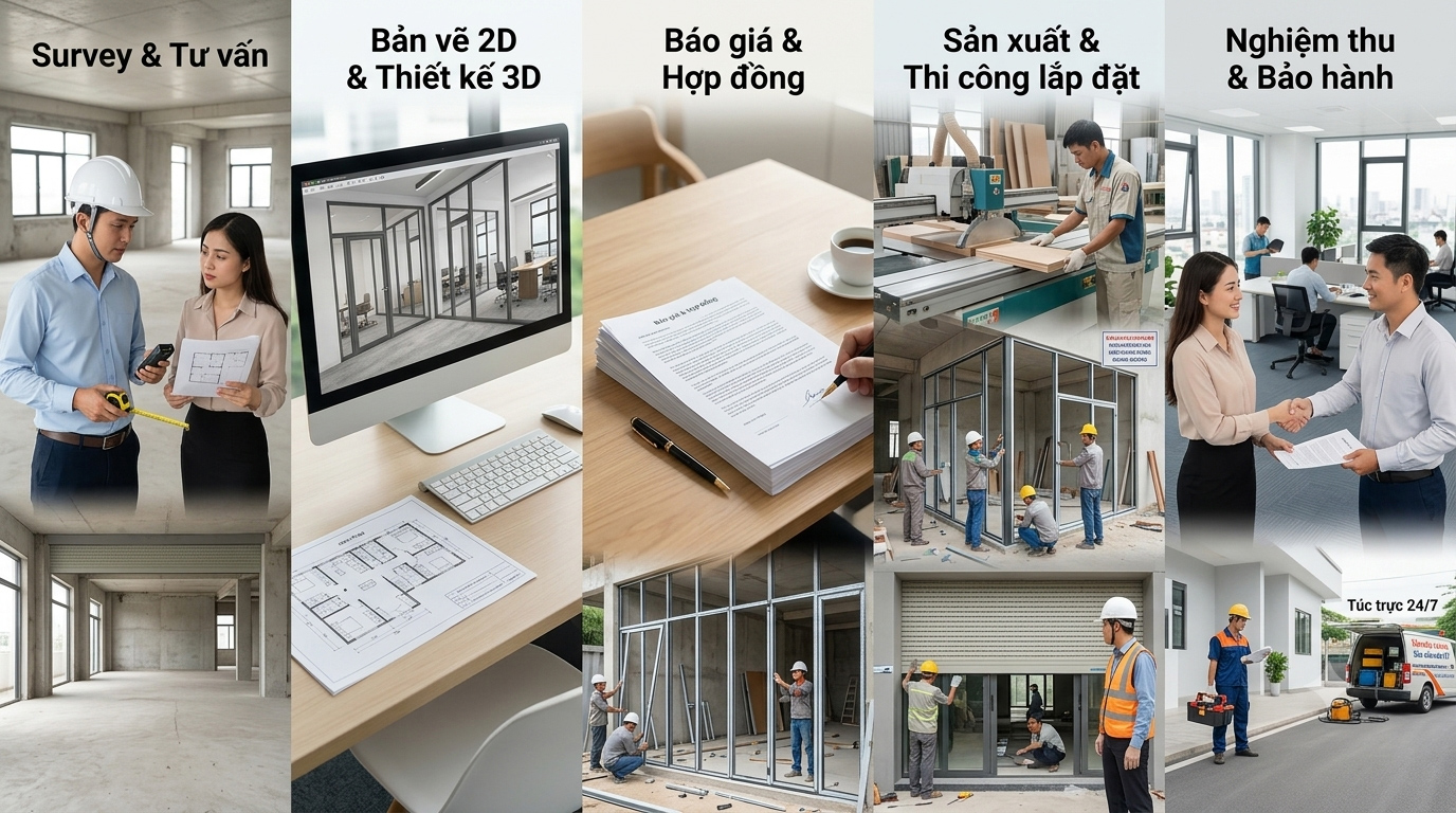 Quy trình thi công nội thất văn phòng chuẩn mực