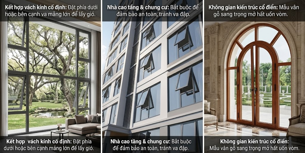 Ứng dụng thực tế của cửa sổ mở hất trong các công trình