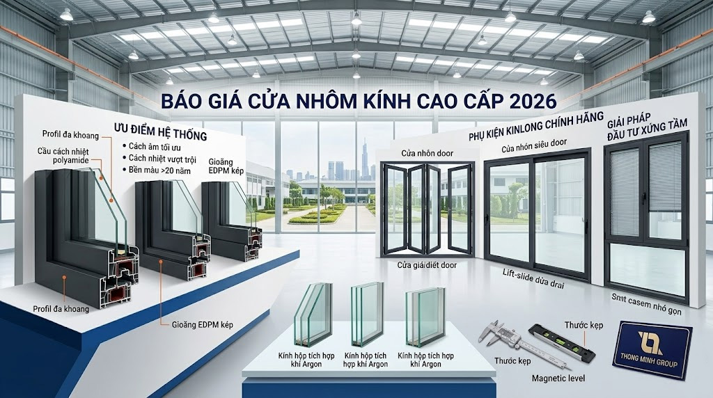 Báo giá cửa nhôm kính cao cấp 2026: Giải pháp đầu tư xứng tầm cho công trình