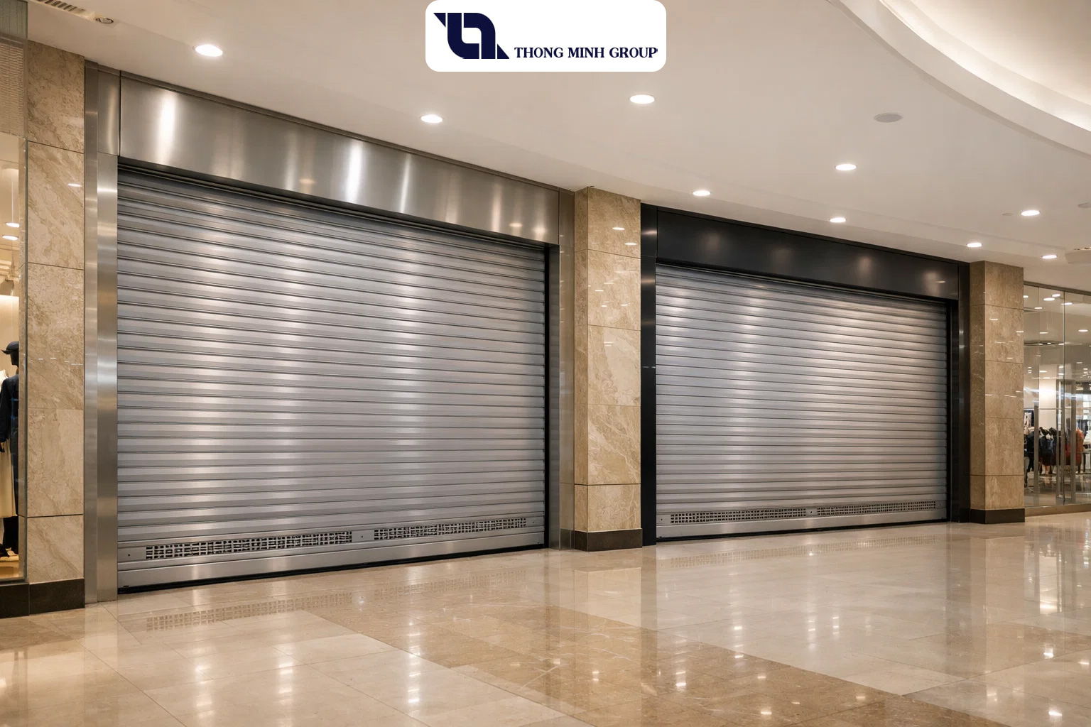 Cửa cuốn trung tâm thương mại – Giải pháp an toàn và thẩm mỹ cho không gian kinh doanh hiện đại