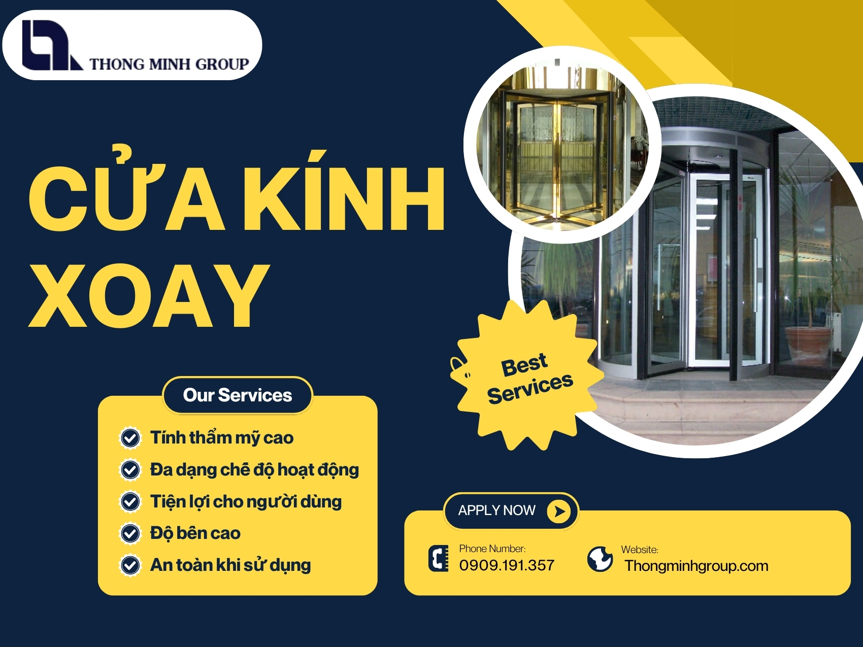 Cửa kính xoay – Giải pháp hiện đại cho không gian thông minh