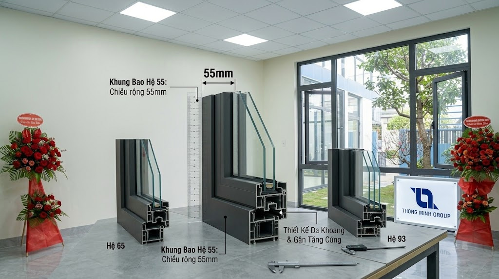 Cửa nhôm hệ 55 là gì: Tìm hiểu chi tiết về hệ nhôm quốc dân trong xây dựng