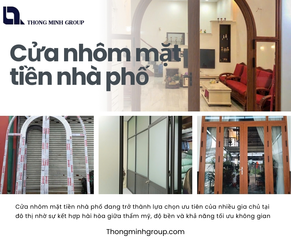 Cửa nhôm mặt tiền nhà phố giải pháp thẩm mỹ bền vững cho không gian sống hiện đại