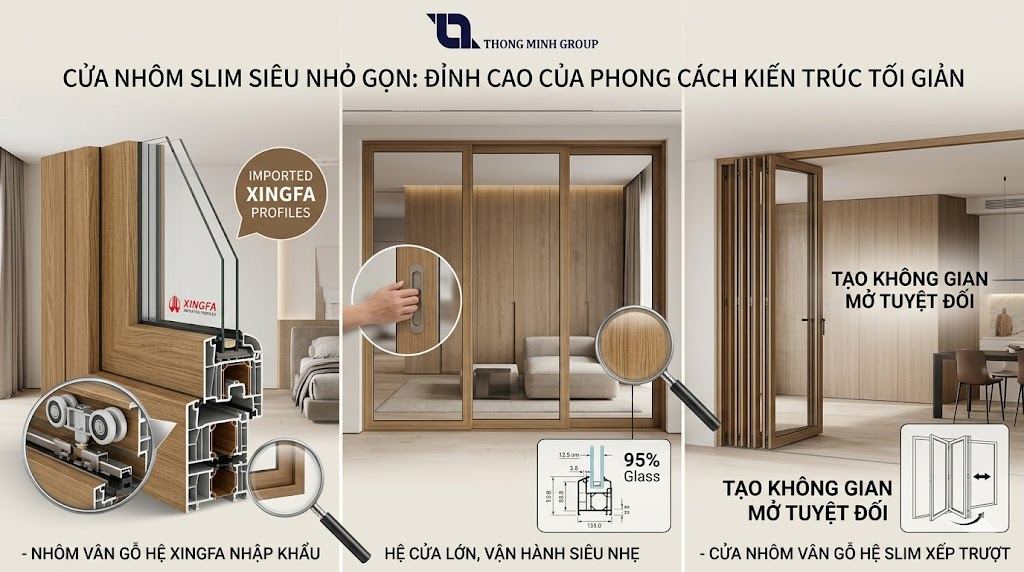 Cửa nhôm Slim siêu nhỏ gọn: Đỉnh cao của phong cách kiến trúc tối giản