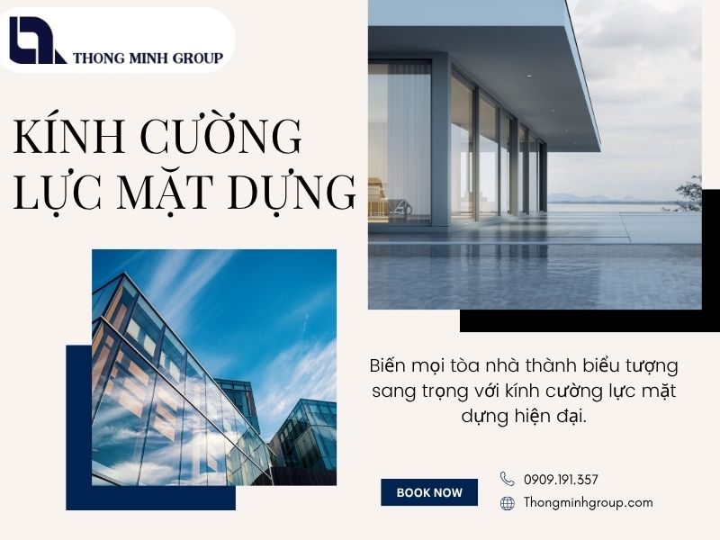 Kính cường lực mặt dựng hiện đại cho tòa nhà sang trọng