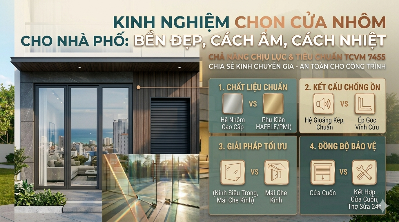 Kinh Nghiệm Chọn Cửa Nhôm Bền Đẹp, Cách Âm, Cách Nhiệt Tốt Cho Nhà Phố