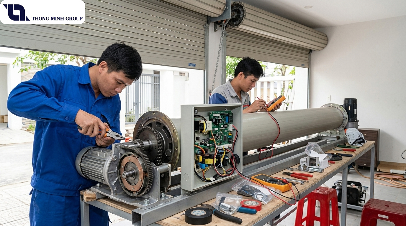 Sửa Cửa Cuốn Và Quy Trình Khắc Phục Hư Hỏng Cụm Động Cơ Cùng Mạch Điện Trung Tâm