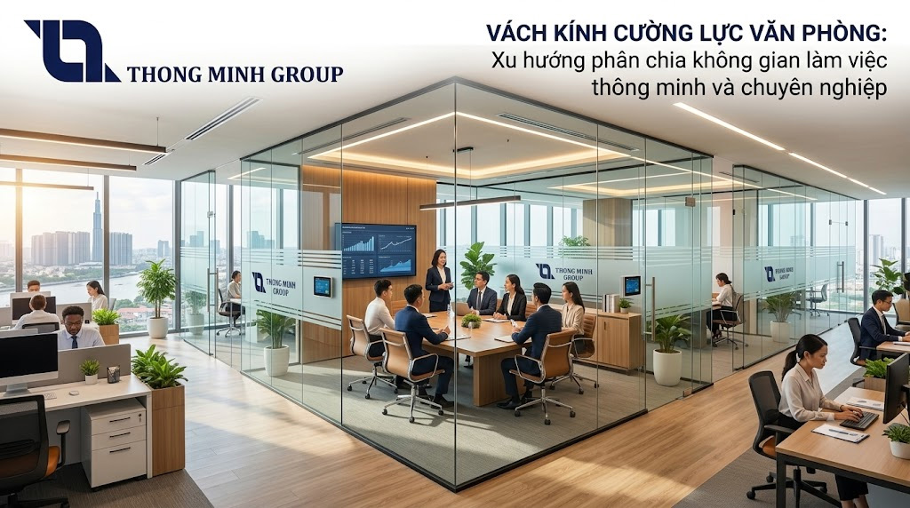 Vách kính cường lực văn phòng: Xu hướng phân chia không gian làm việc thông minh và chuyên nghiệp